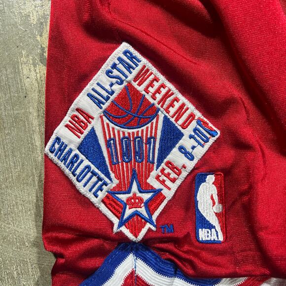 Just Don NBA All-Star Shorts Red Satin Zipper Pockets Small - Picture 3 of 7